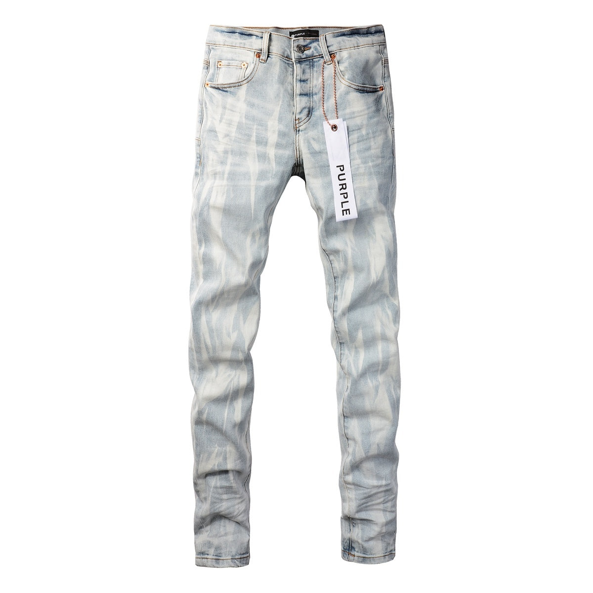 Men's High Street Distressed Washed Light Blue Stretch Slim Fit Ripped Jeans
