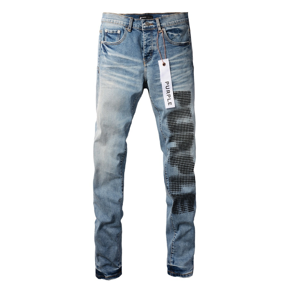 Men's Slim Fit High Street Distressed Blue Stretch Ripped Jeans
