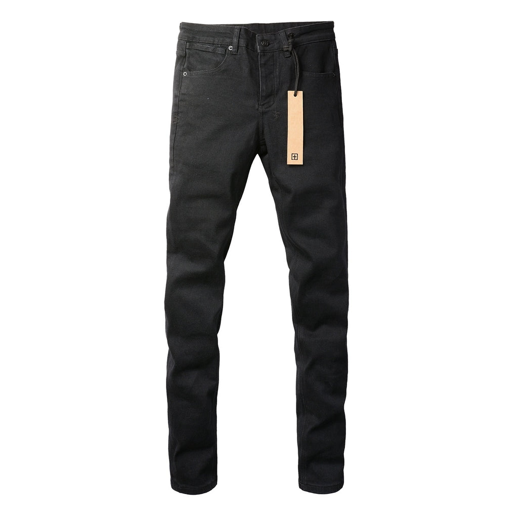 Men's Solid Black Slim-Fit Stretch Jeans - Premium Denim Pants