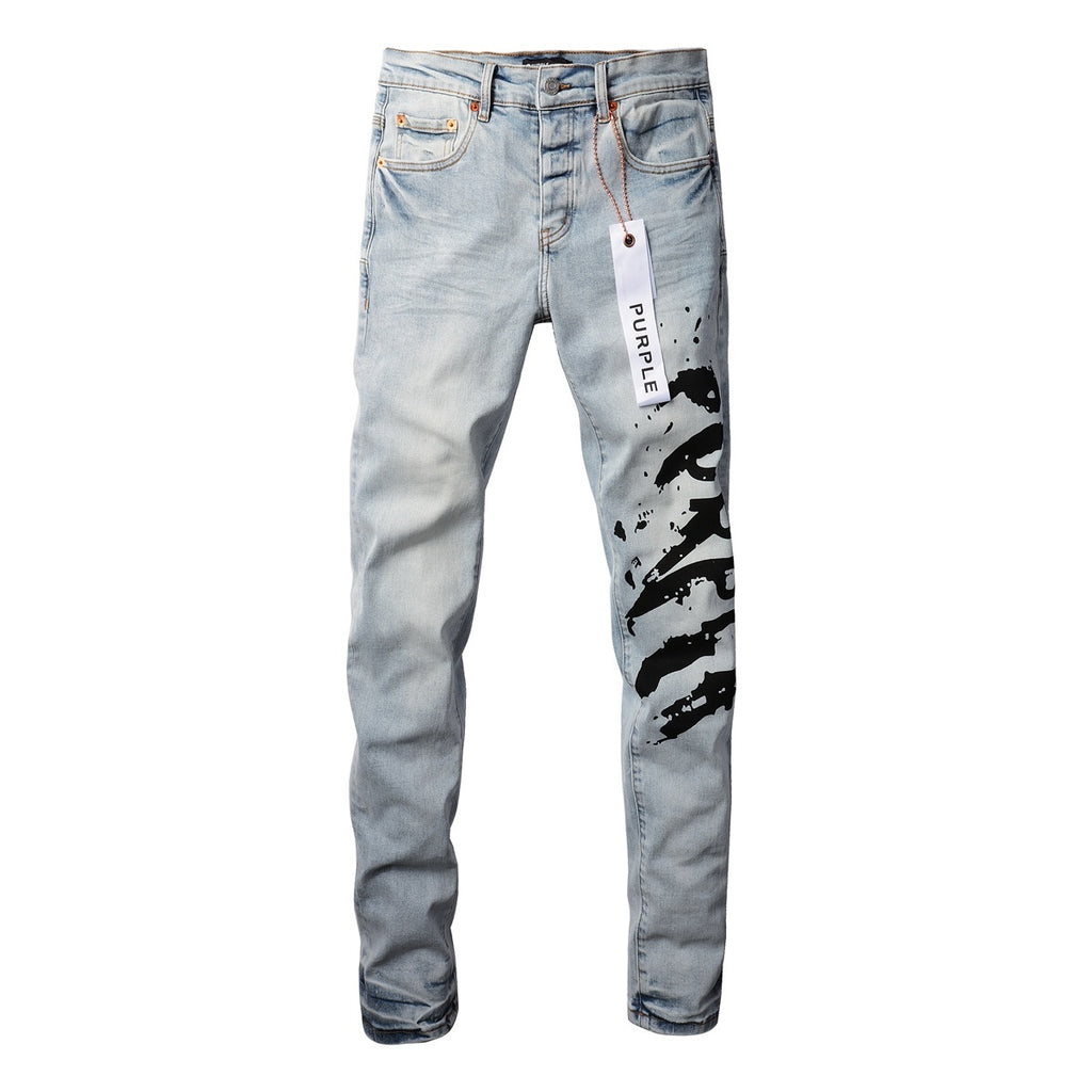 Men’s Slim Fit Light Blue Distressed Stretch Denim