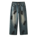 Men's & Women's High Street Baggy Distressed Blue Jeans with Rhinestones & Loose Fit