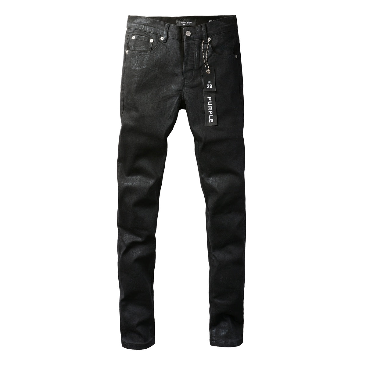 Men's Trendy Black Denim Coated Jeans - Slim Fit Distressed High Street Jeans