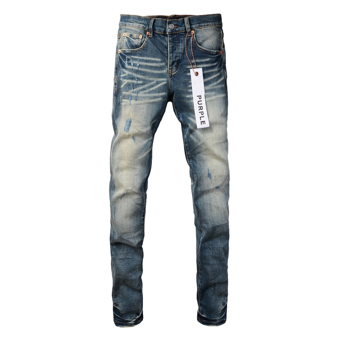 Men's Distressed Blue Stretch Skinny  Ripped Jeans Slim Fit Denim