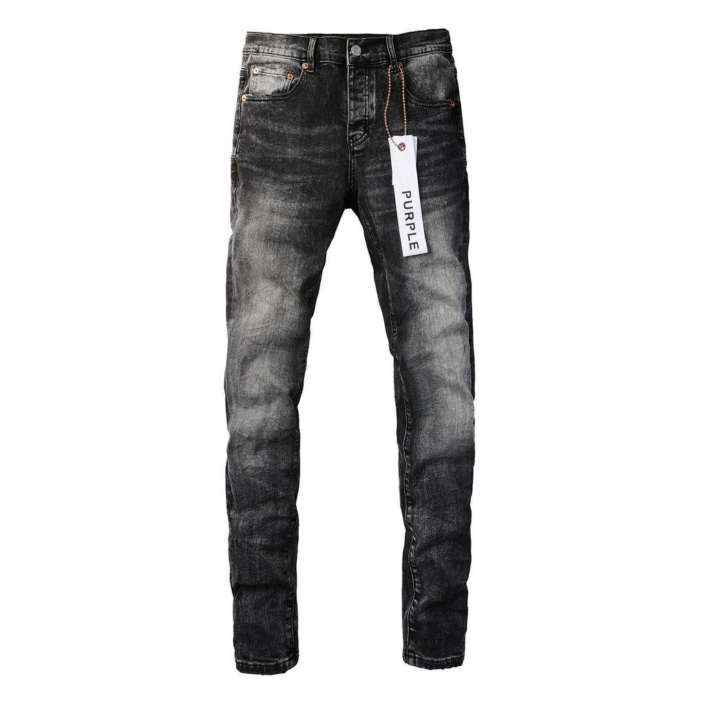 Men's High Street Distressed Black Gray Simple Stretch Slim Fit Ripped Jeans