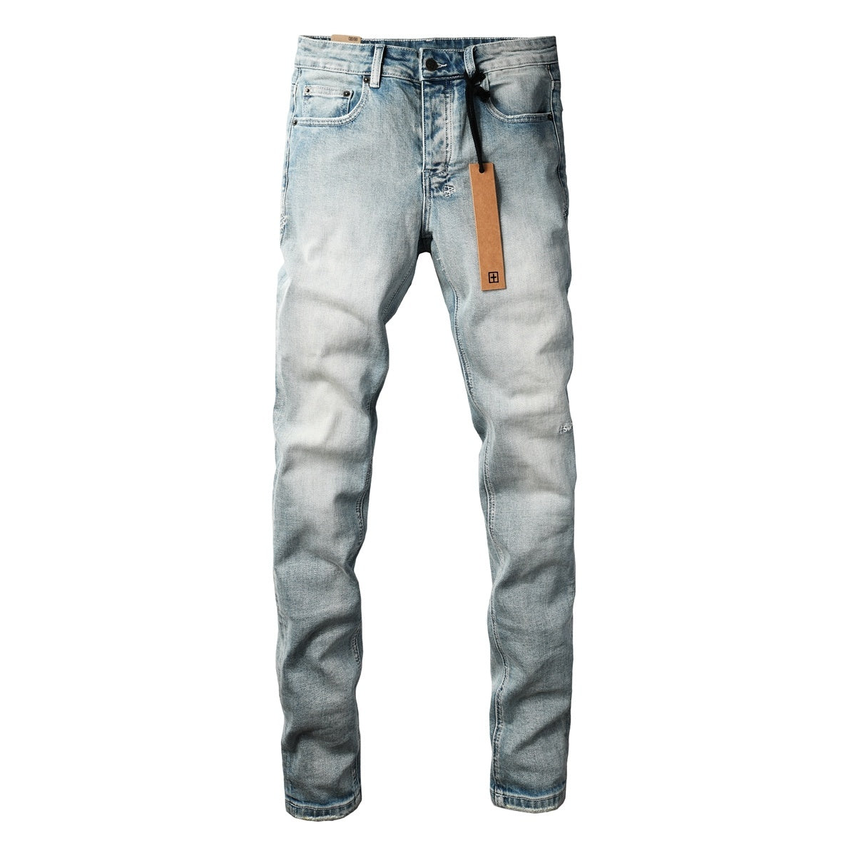 Men's Light Wash Slim Skinny Jeans - Vintage Streetwear Denim