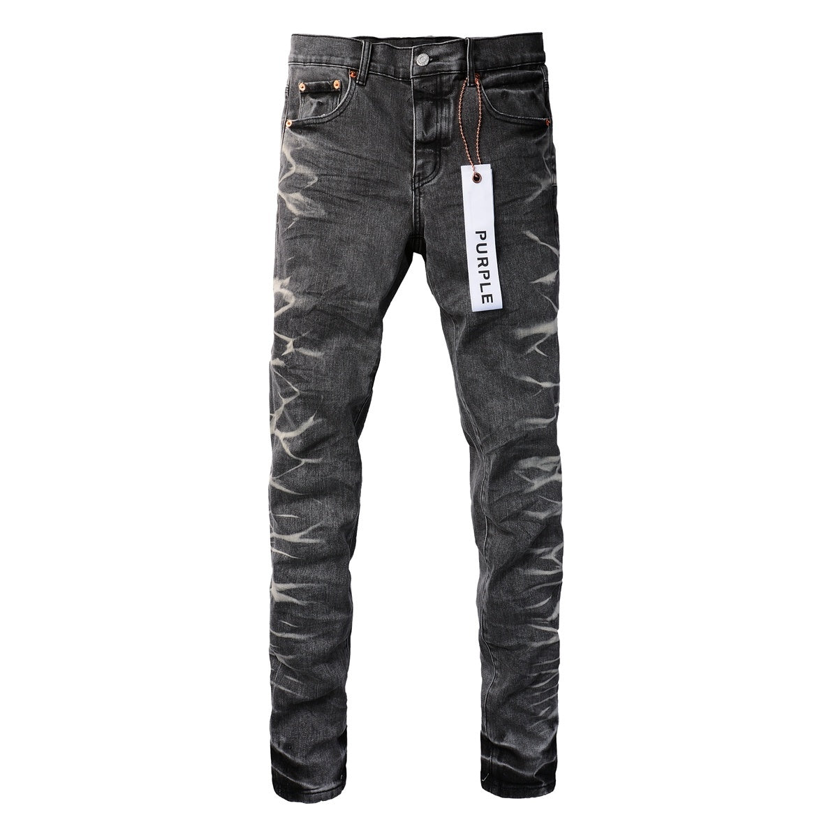 High Street Men's Slim Fit Distressed Gray Stretch Skinny Ripped Jeans