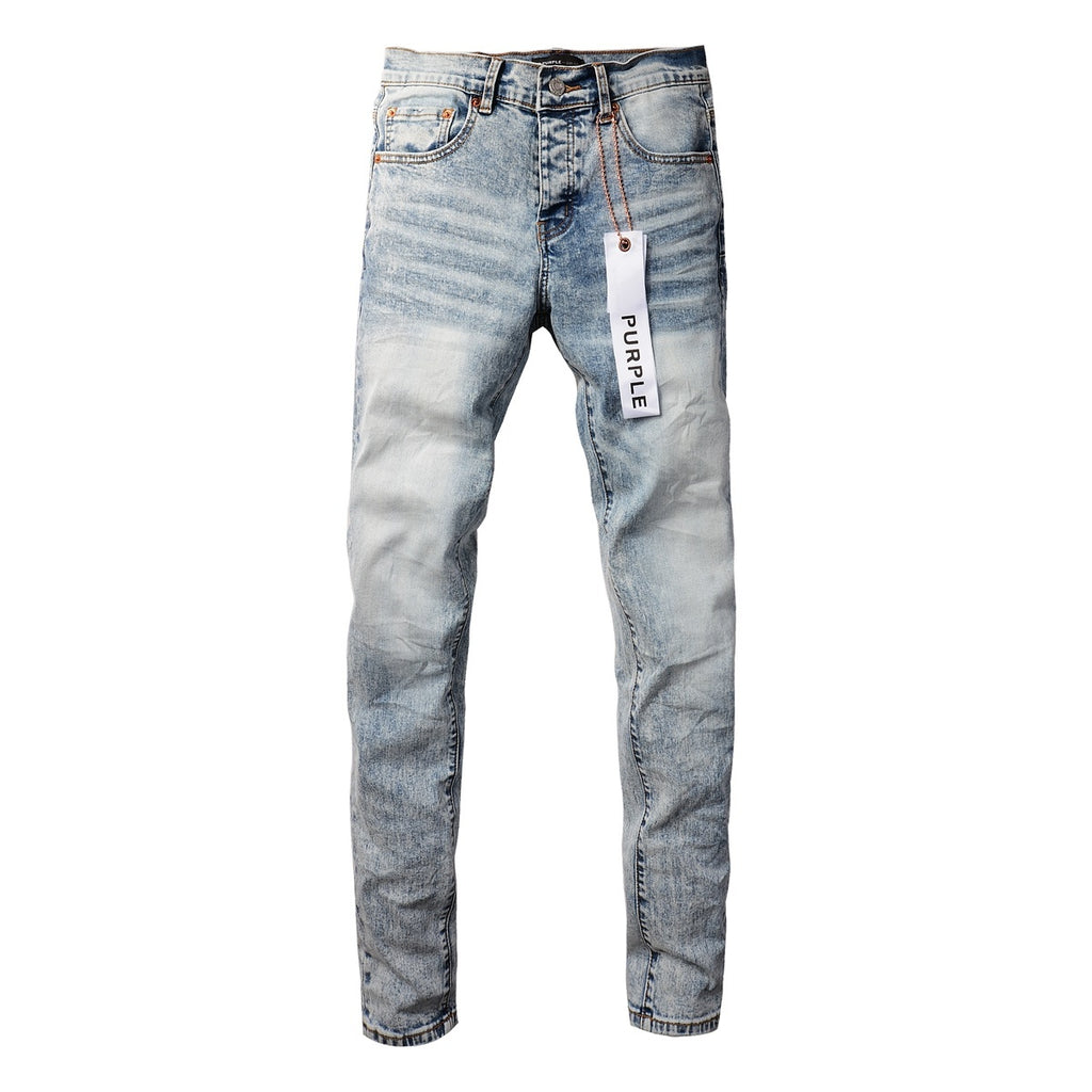 Men's High Street Slim Fit Distressed Blue Stretch Ripped Jeans
