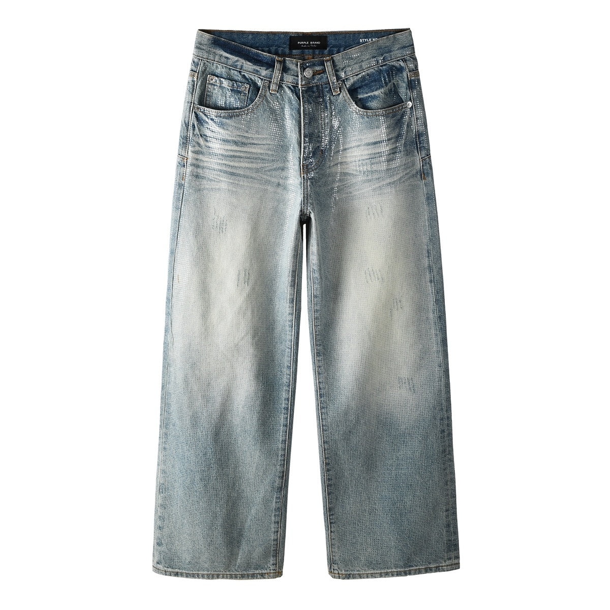 High-Quality Distressed Blue Wide Leg Jeans for Men & Women with Loose Fit & Stretch Denim