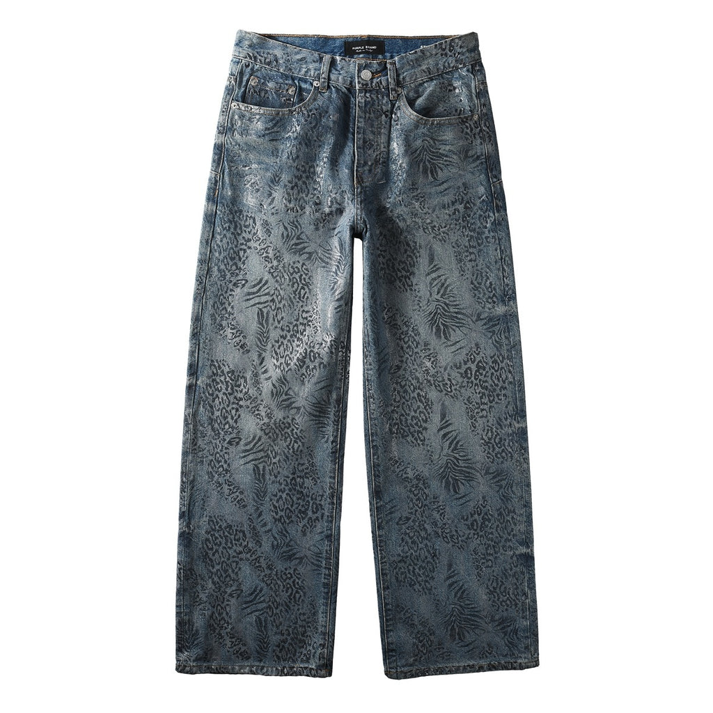 Men's Baggy Denim Jeans with Ripped Detailing, Stretch Fit & Wide Leg Design