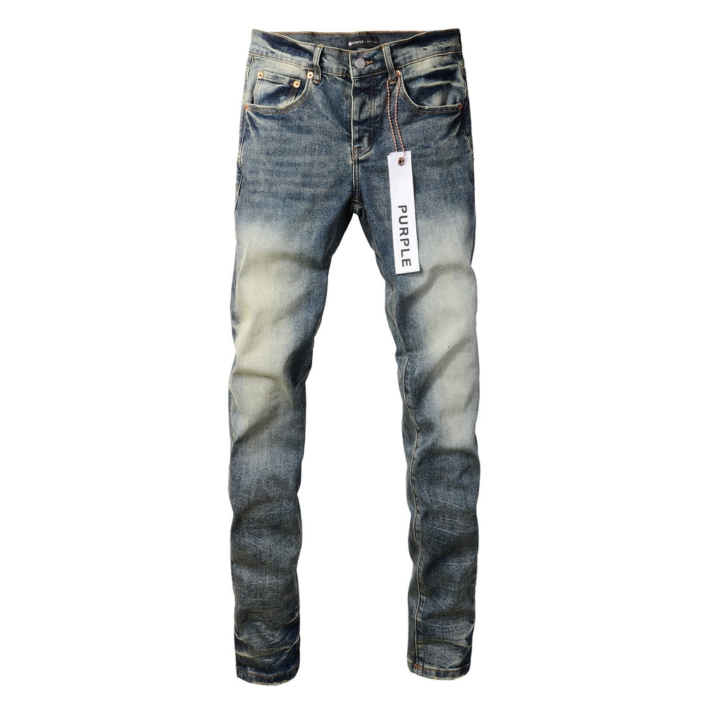 Men's Slim Fit High Street Distressed Blue Stretch Jeans