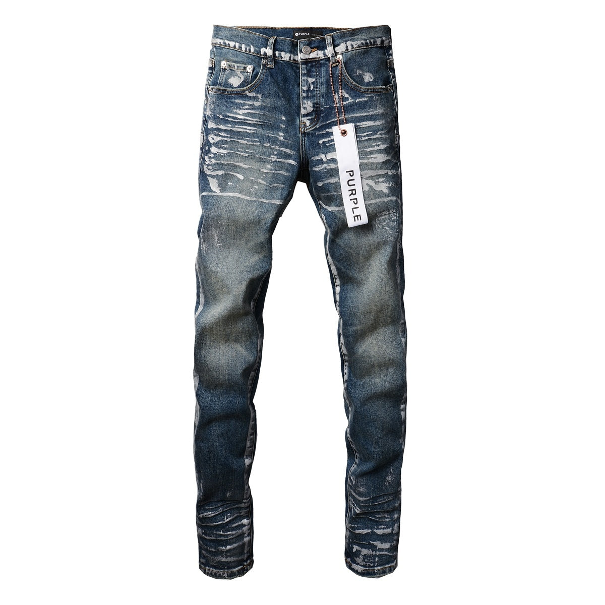 Men's Streetwear Slim Fit Distressed Classical Blue Graffiti Stretch Jeans