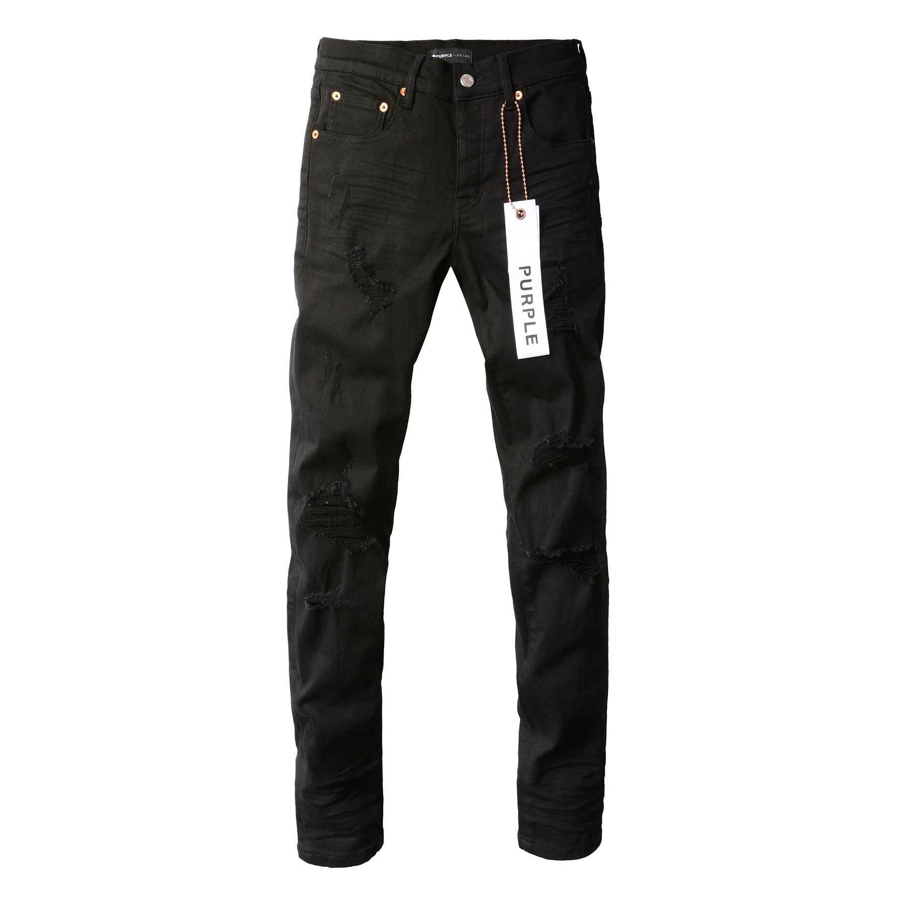Slim Fit Street Style Denim Black Ripped Jeans For Men
