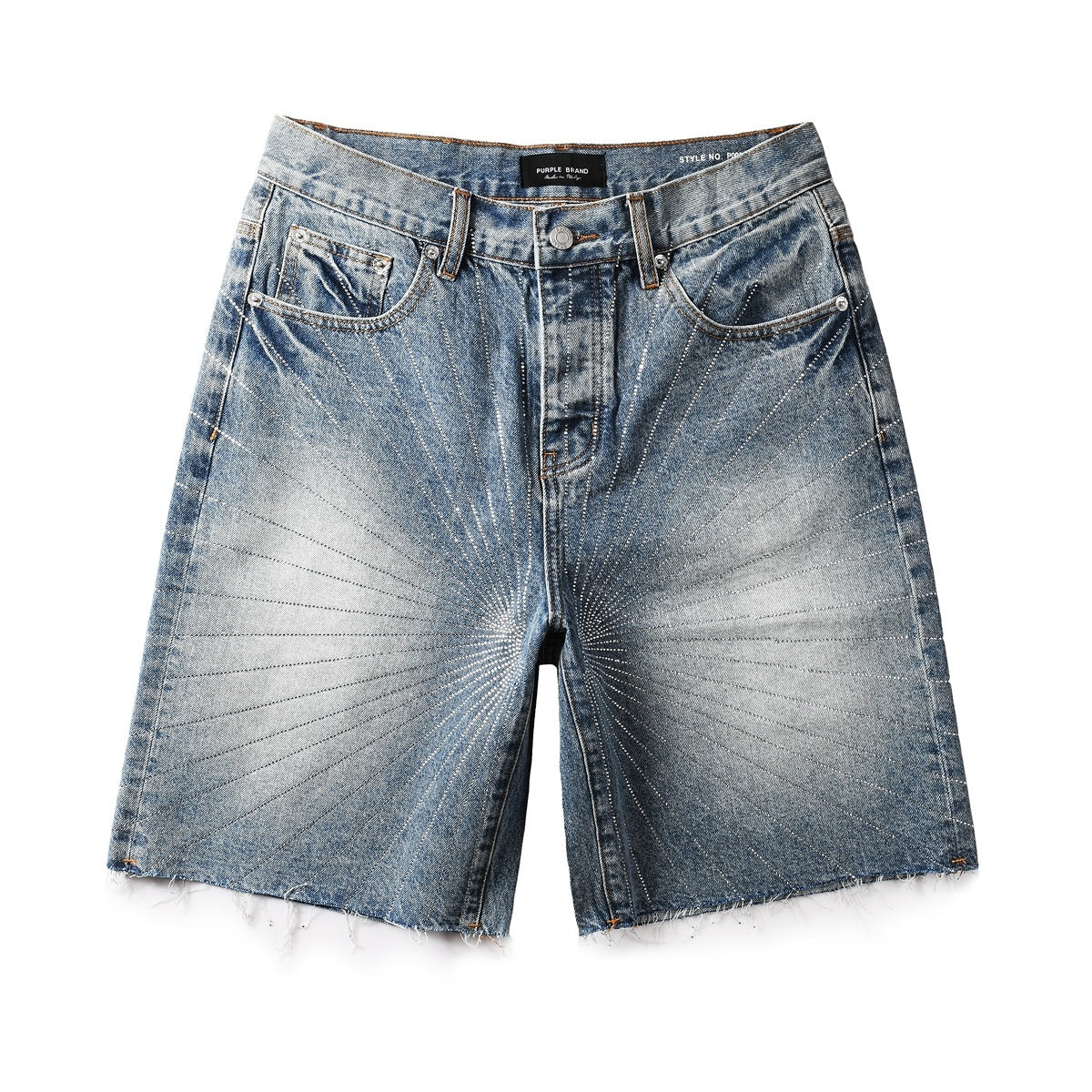 Men's Distressed Washed Blue Baggy Denim Shorts with Stretch Fit