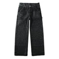High Street Distressed Black Rhinestones Baggy Jeans for Men & Women | Cool Boys Fashion Loose Fit