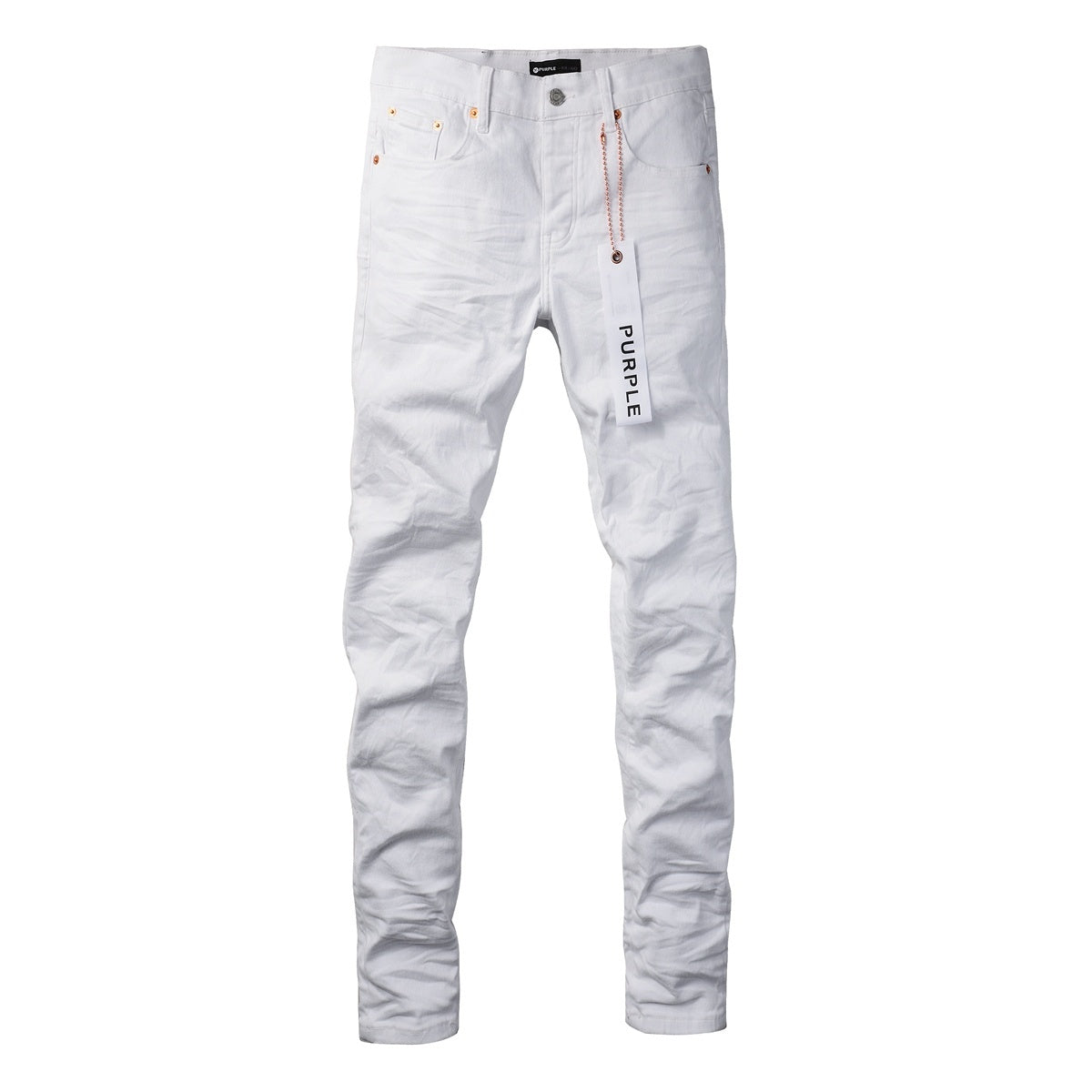 Men’s White Slim Fit Ripped Street Style Distressed Denim Jeans