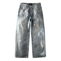 Men's & Women's Distressed Blue Baggy Jeans with Graffiti Design & Stretch Fit