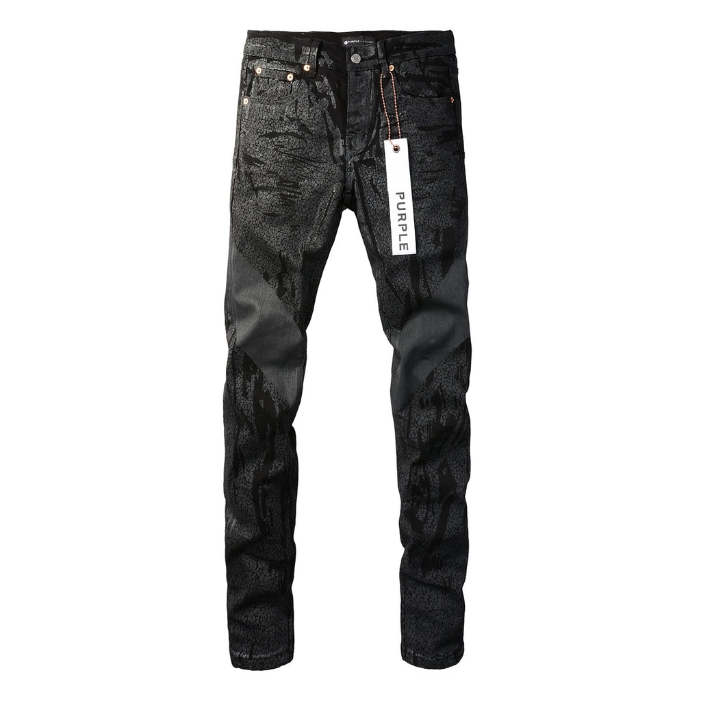 Men's High Street Distressed Black Stretch Slim Fit Ripped Jeans