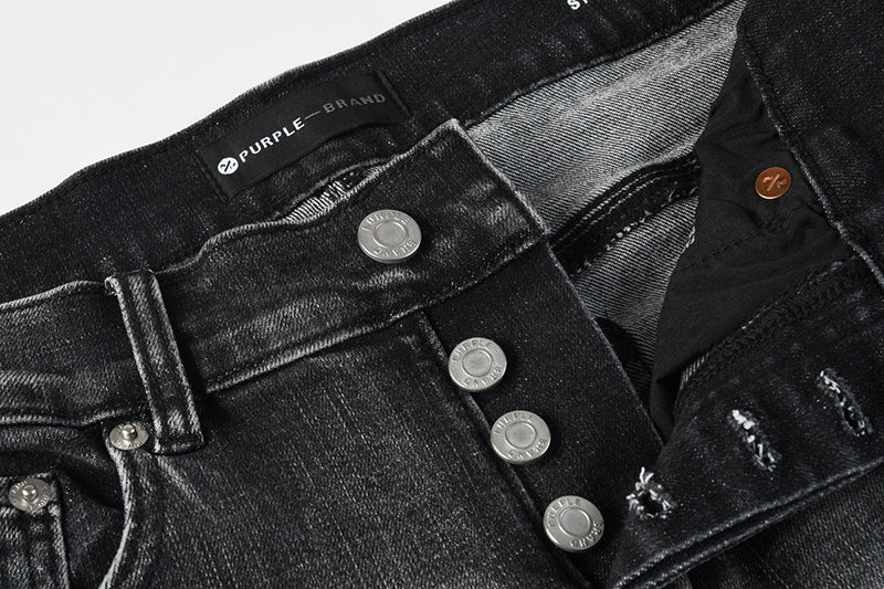 Men's Black Washed Embroidered Cross & Logo Skinny Jeans | Streetwear Slim Fit Denim Pants