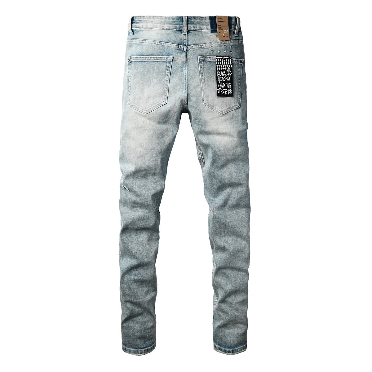 Men's Light Wash Slim Skinny Jeans - Vintage Streetwear Denim