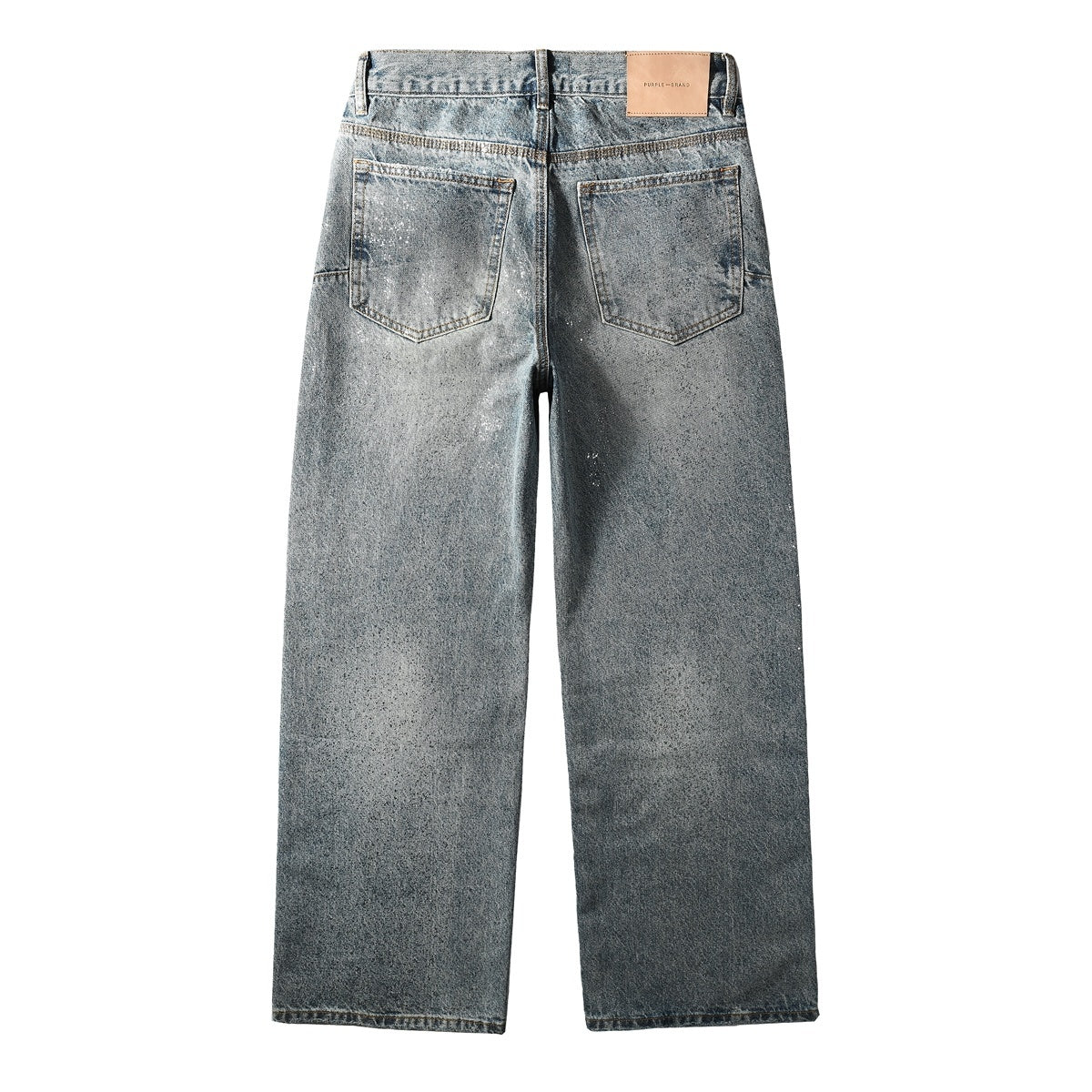 Men's Loose Distressed Blue Baggy Jeans with Coated Finish, Ripped Details & Stretch Fit