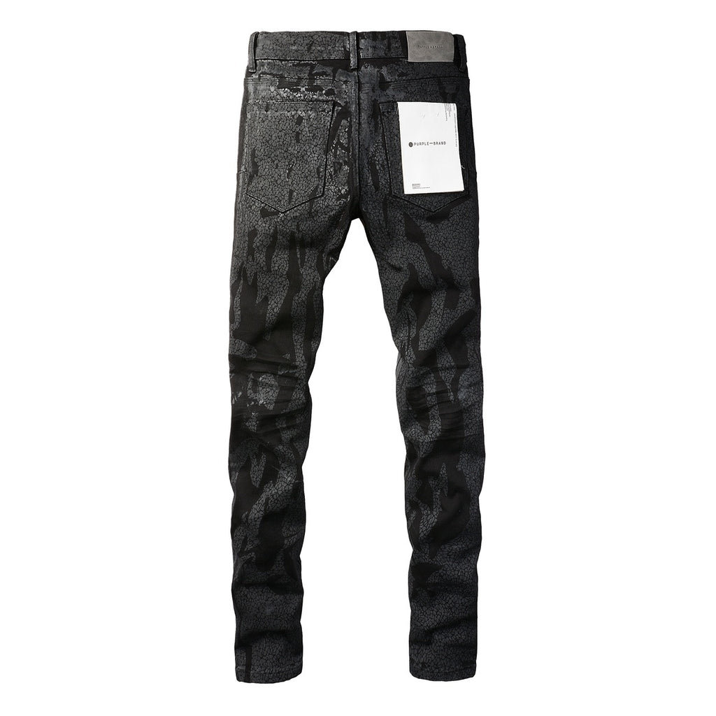 Men's High Street Distressed Black Stretch Slim Fit Ripped Jeans