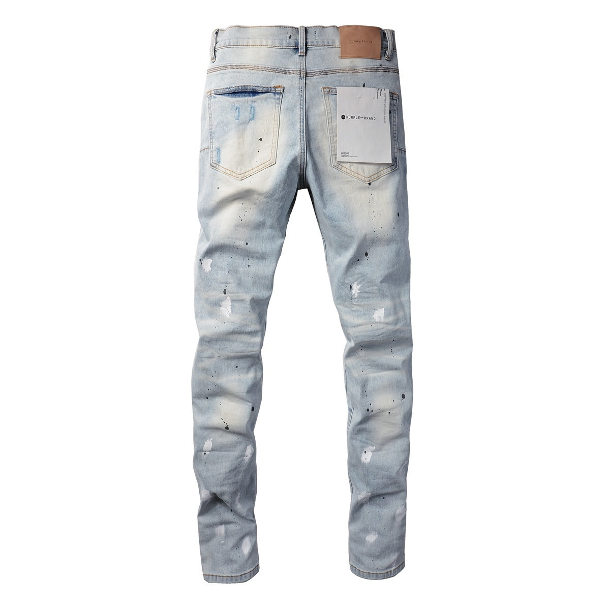 Men's High Street Washed Light Blue Distressed Damaged Holes Ripped Jeans