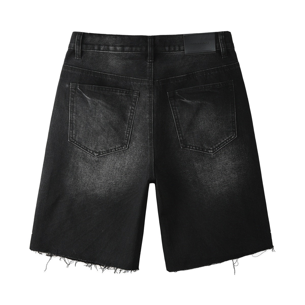 High-Quality Men's Distressed Black Denim Shorts with Rhinestones, Ripped Holes & Loose Fit