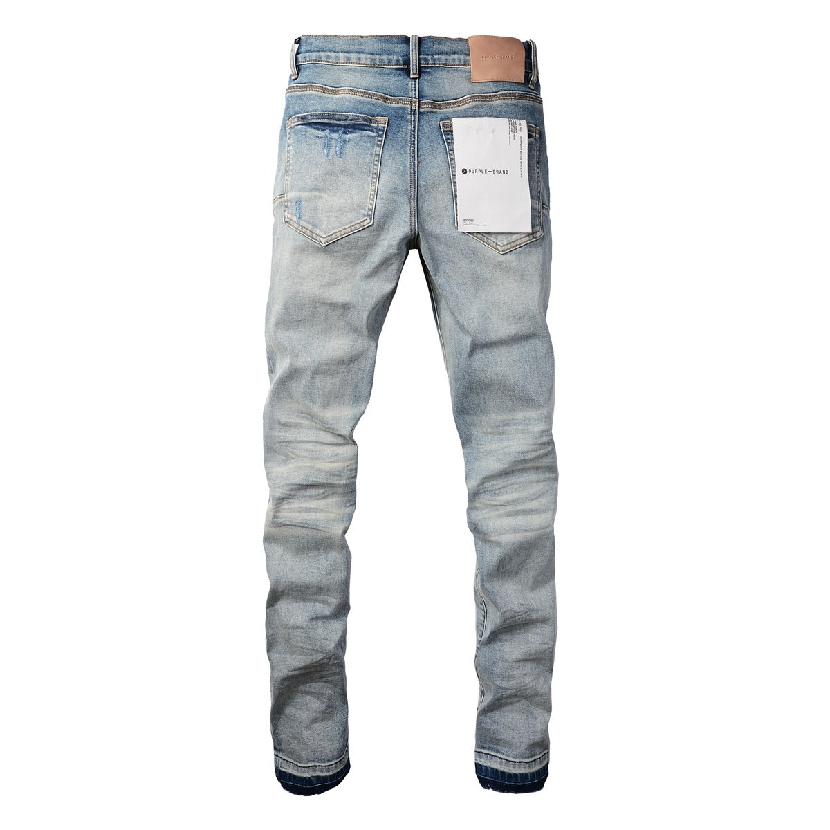 Men's Streetwear Slim Fit Distressed Light Blue Stretch Skinny Damaged Holes Raw Hems Ripped Jeans