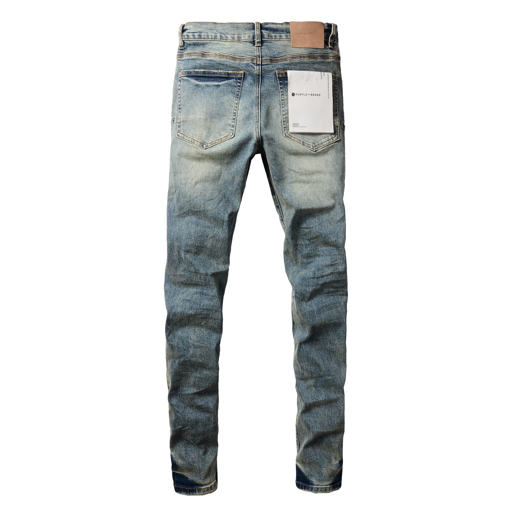 Men's Distressed Light Blue Patchwork Stretch Slim Fit Ripped Denim Jeans