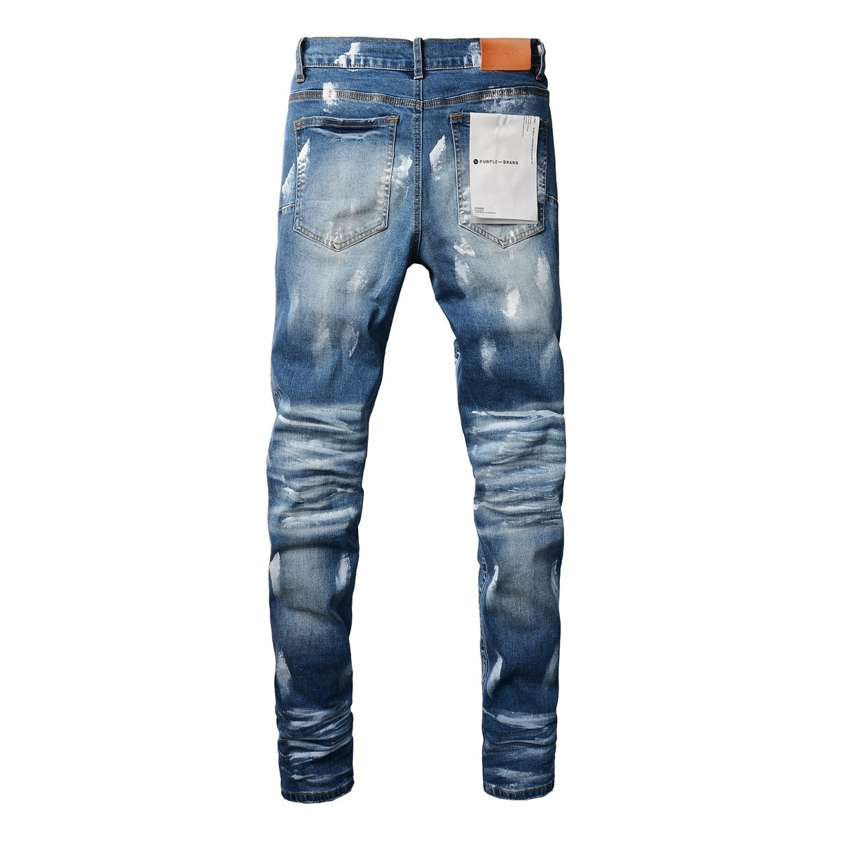 Men's High Street Distressed Classic Blue Graffiti Painted Stretch Skinny Ripped Jeans