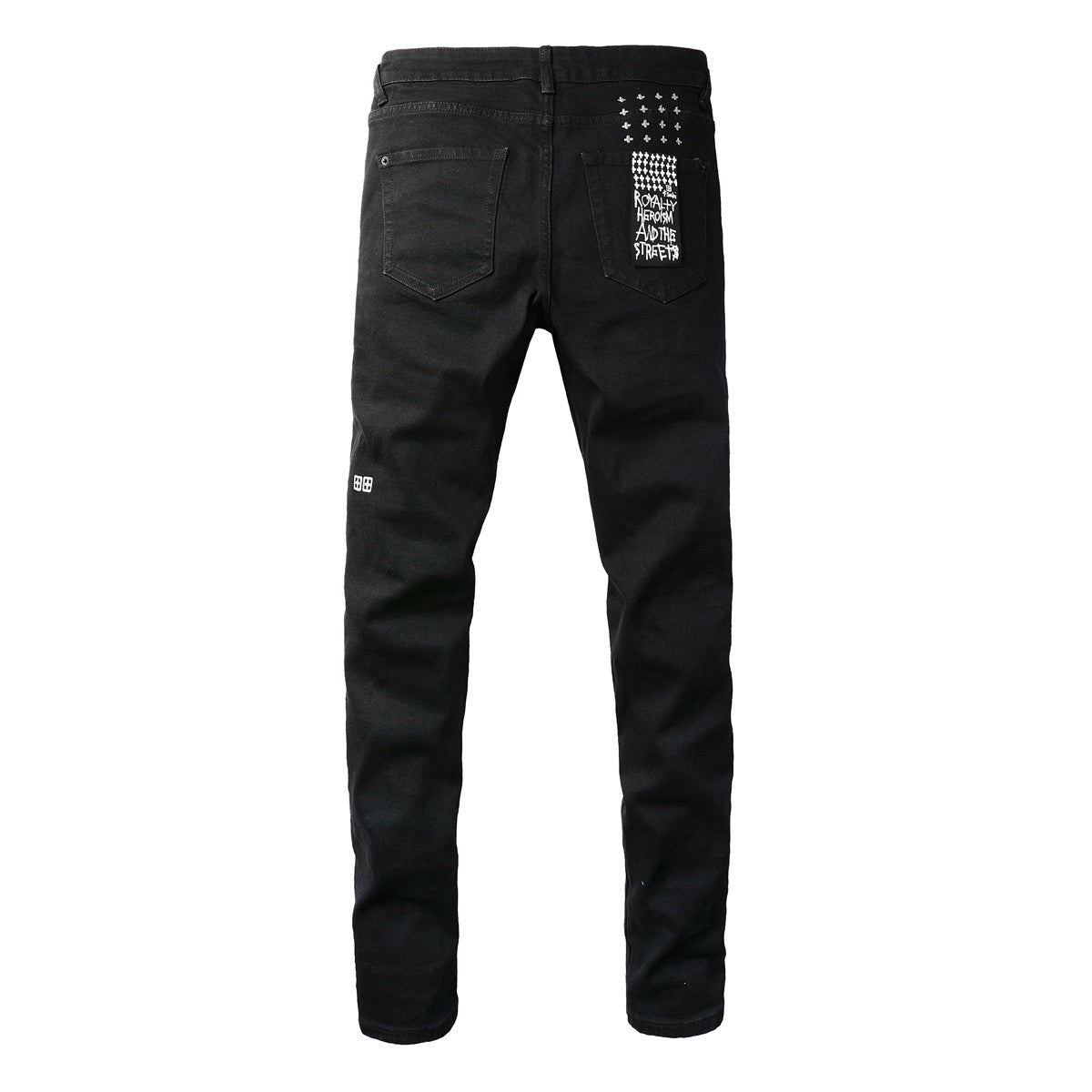 Men's Black Knee Slit Distressed Skinny Jeans - Stretch Denim