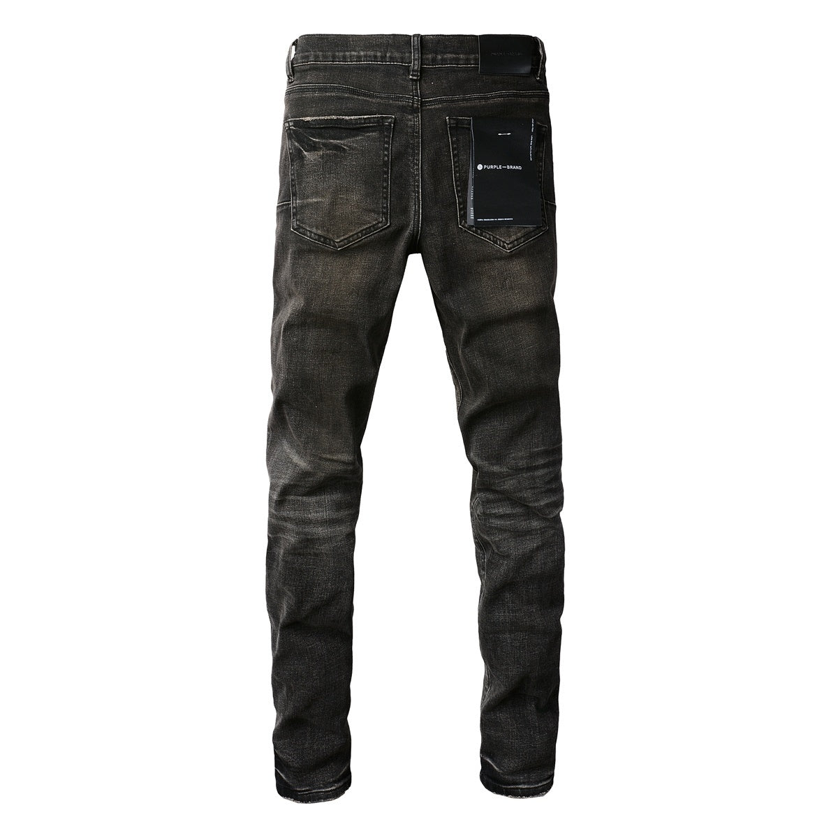 Men's Distressed Black Gray Patchwork Skinny Jeans with Ripped Holes & Button Fly