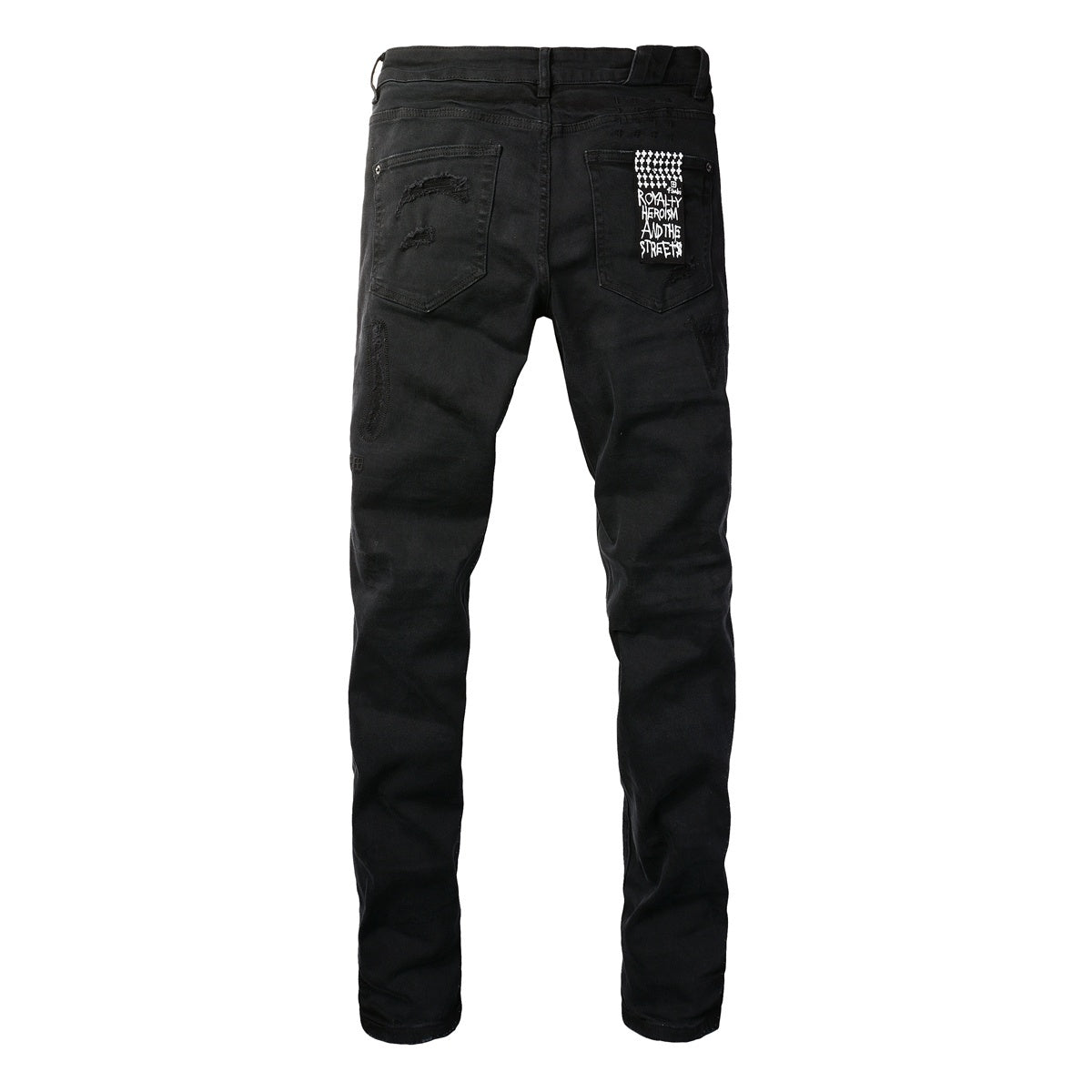 Men's Black Subtle Distressed Skinny Jeans - Stretch Denim Pants
