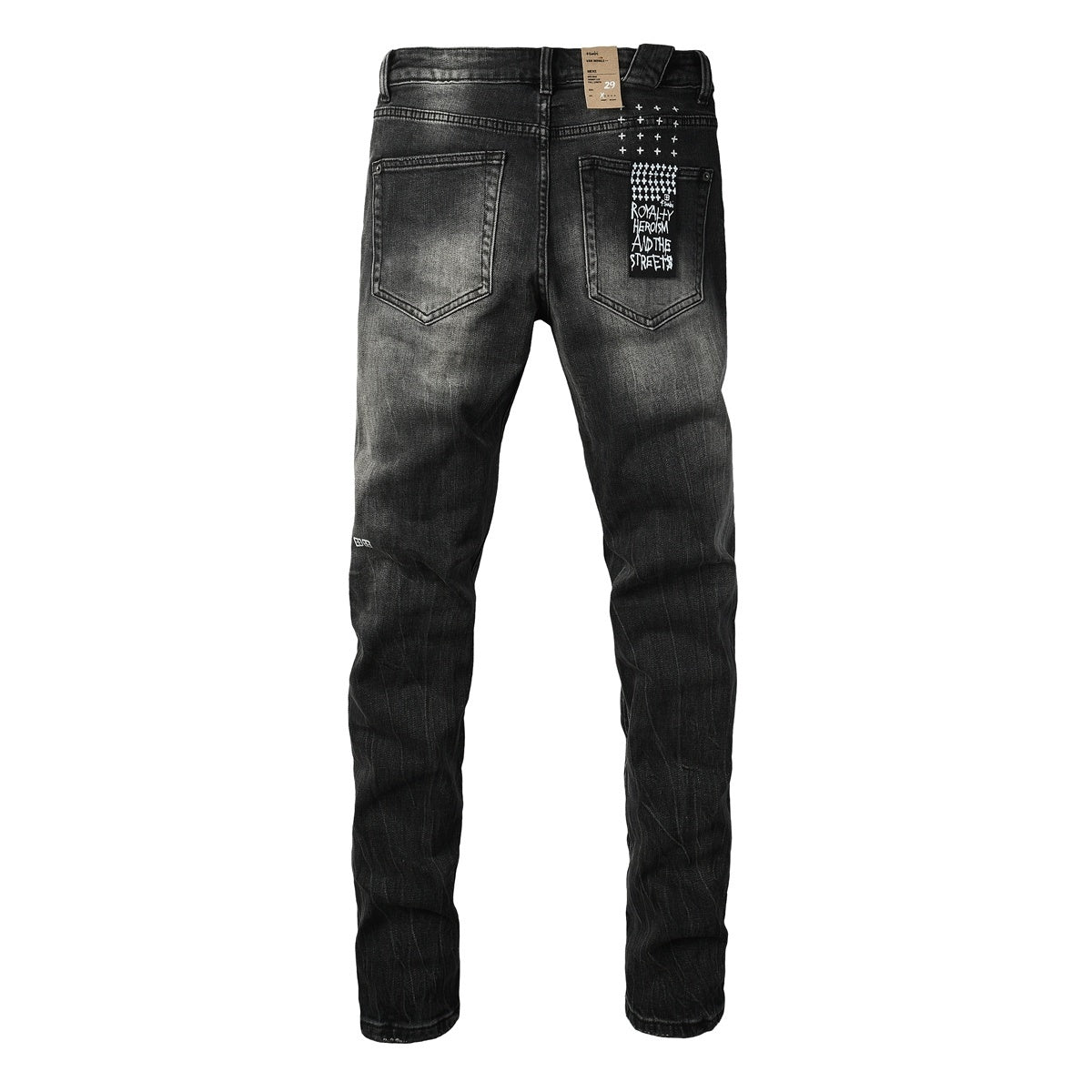 Men’s Black Washed Skinny Jeans - Knee Ripped Streetwear Denim