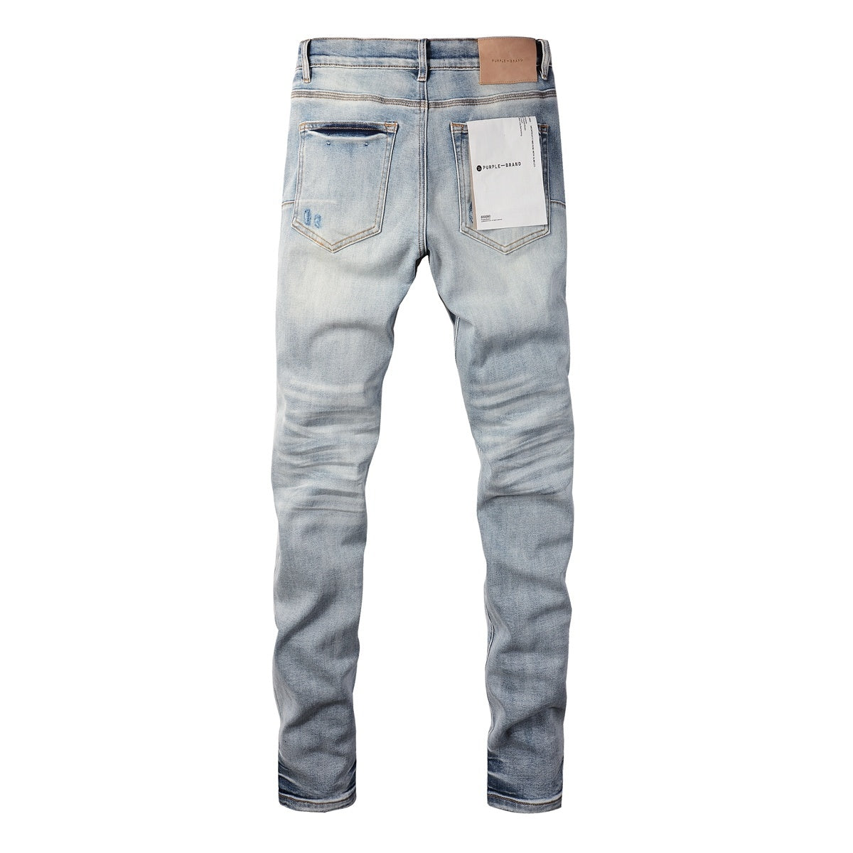 Men's Slim Fit Streetwear Distressed Light Blue Destroyed Holes Patchwork Stretch Ripped Jeans