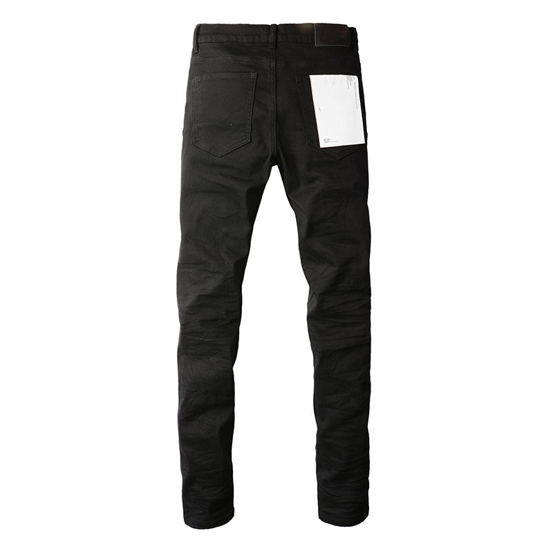 Men's Distressed Slim Fit Black Ripped Jeans
