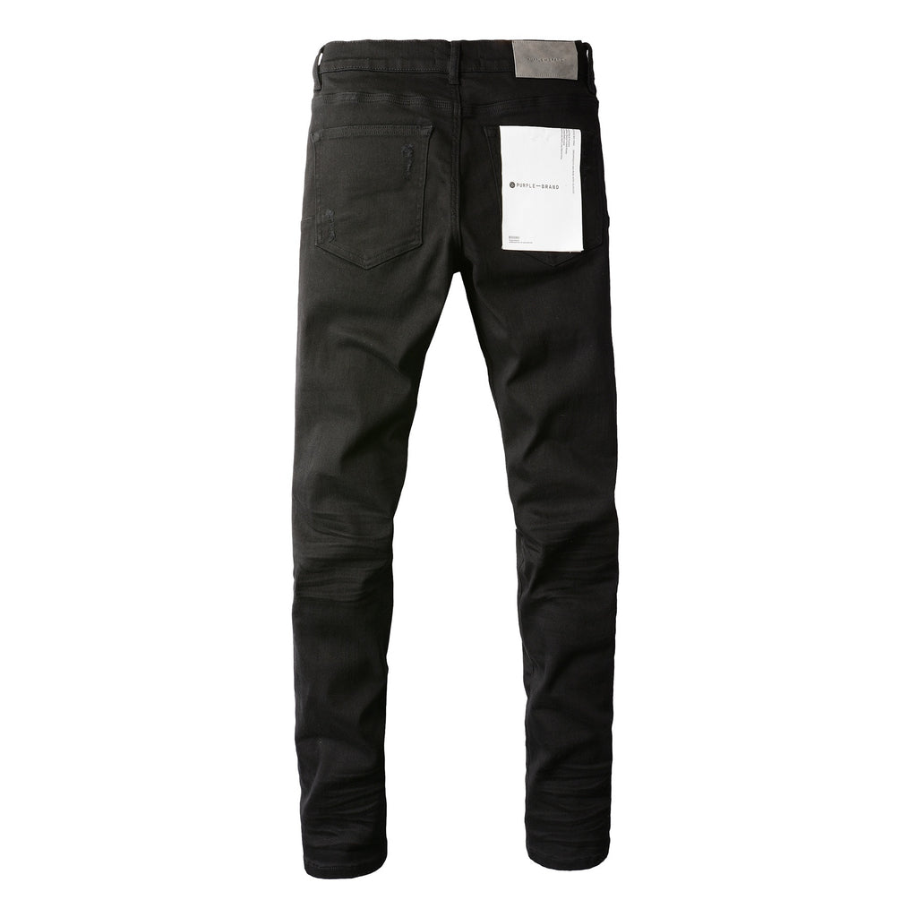 Slim Fit Street Style Denim Black Ripped Jeans For Men