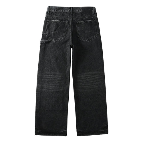 High Street Distressed Black Rhinestones Baggy Jeans for Men & Women | Cool Boys Fashion Loose Fit
