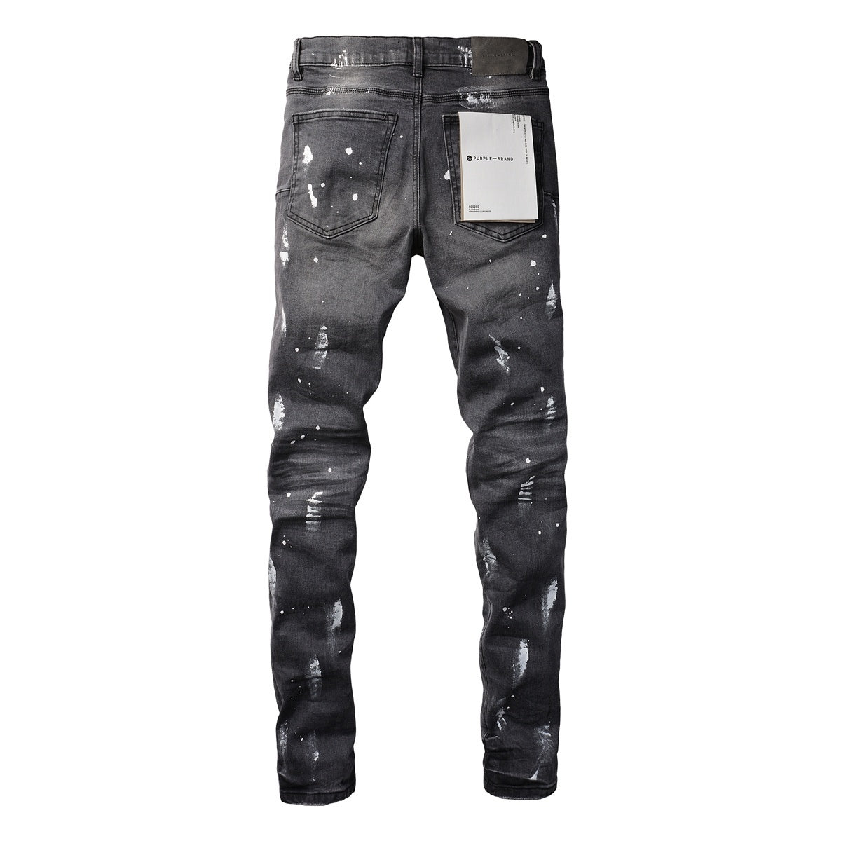 Men's Slim Fit Distressed Gray Damaged Holes Graffiti Stretch Ripped Jeans