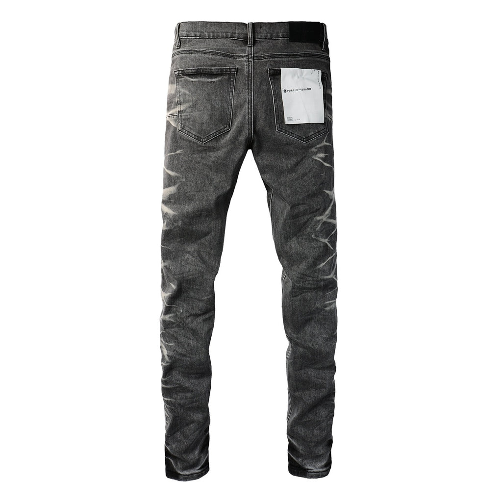 High Street Men's Slim Fit Distressed Gray Stretch Skinny Ripped Jeans