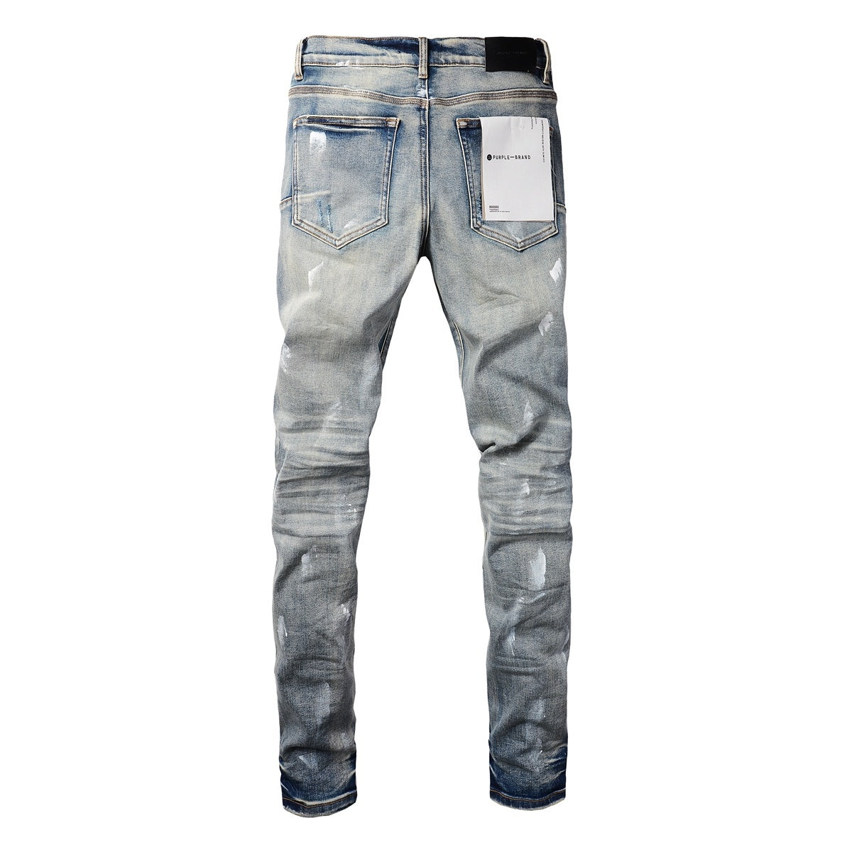 Men's Streetwear Slim Fit Distressed Blue Damaged Holes Graffiti Stretch Ripped Jeans