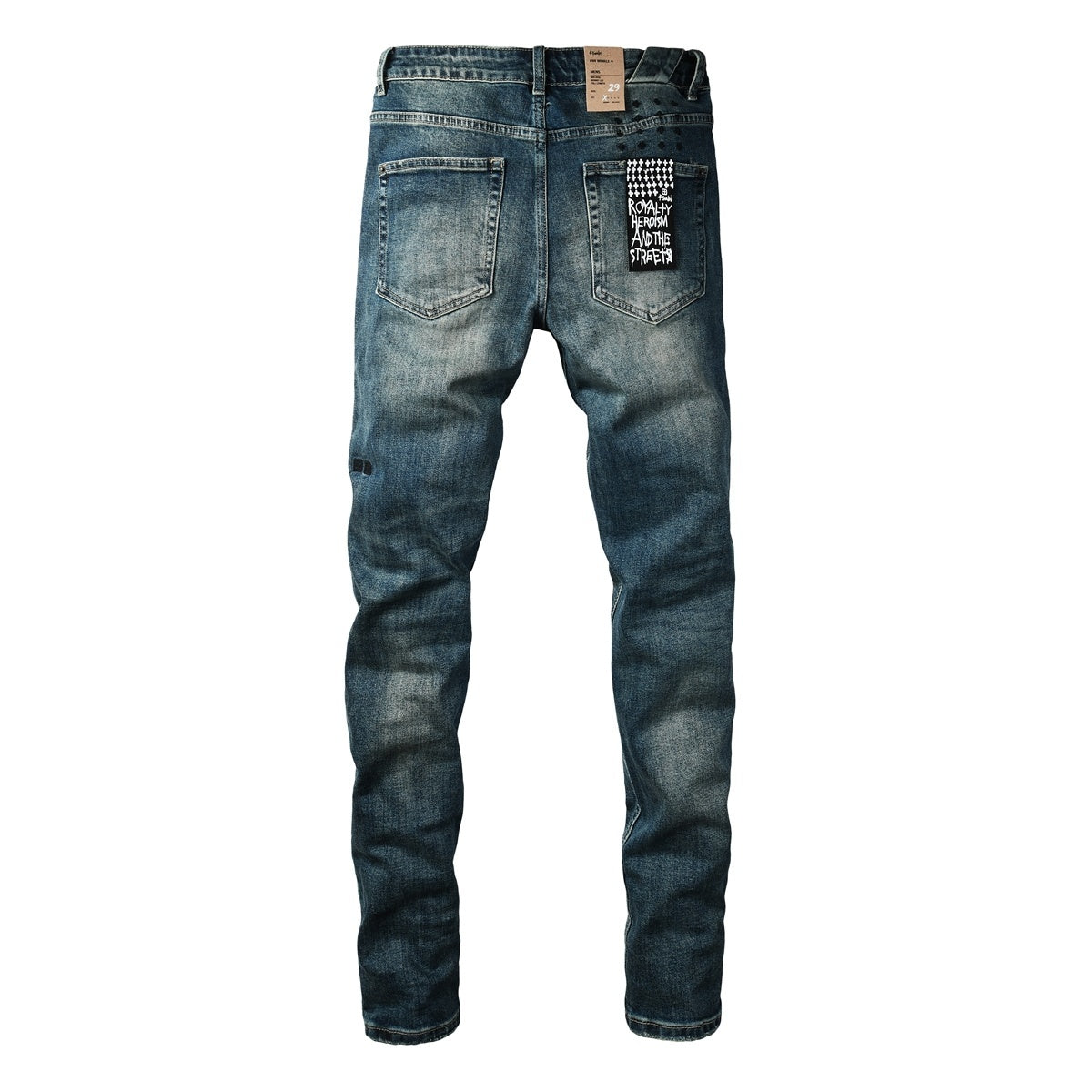 Men's Dark Vintage Wash Slim Skinny Jeans - Streetwear Denim