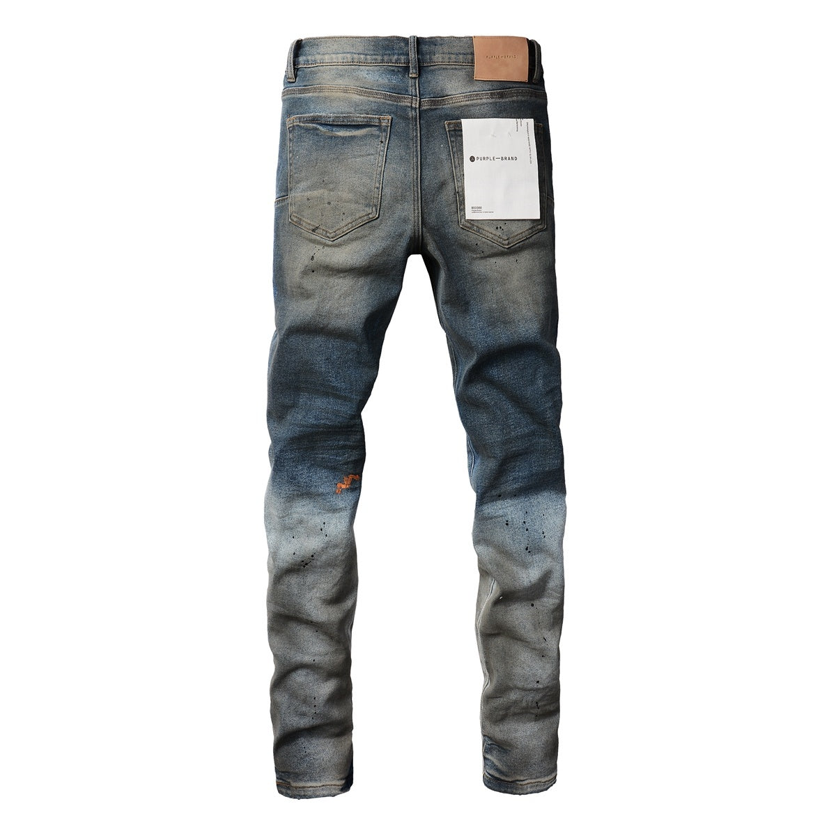 Men's High Street Distressed Blue Painted Dirty Slim Fit Ripped Jeans