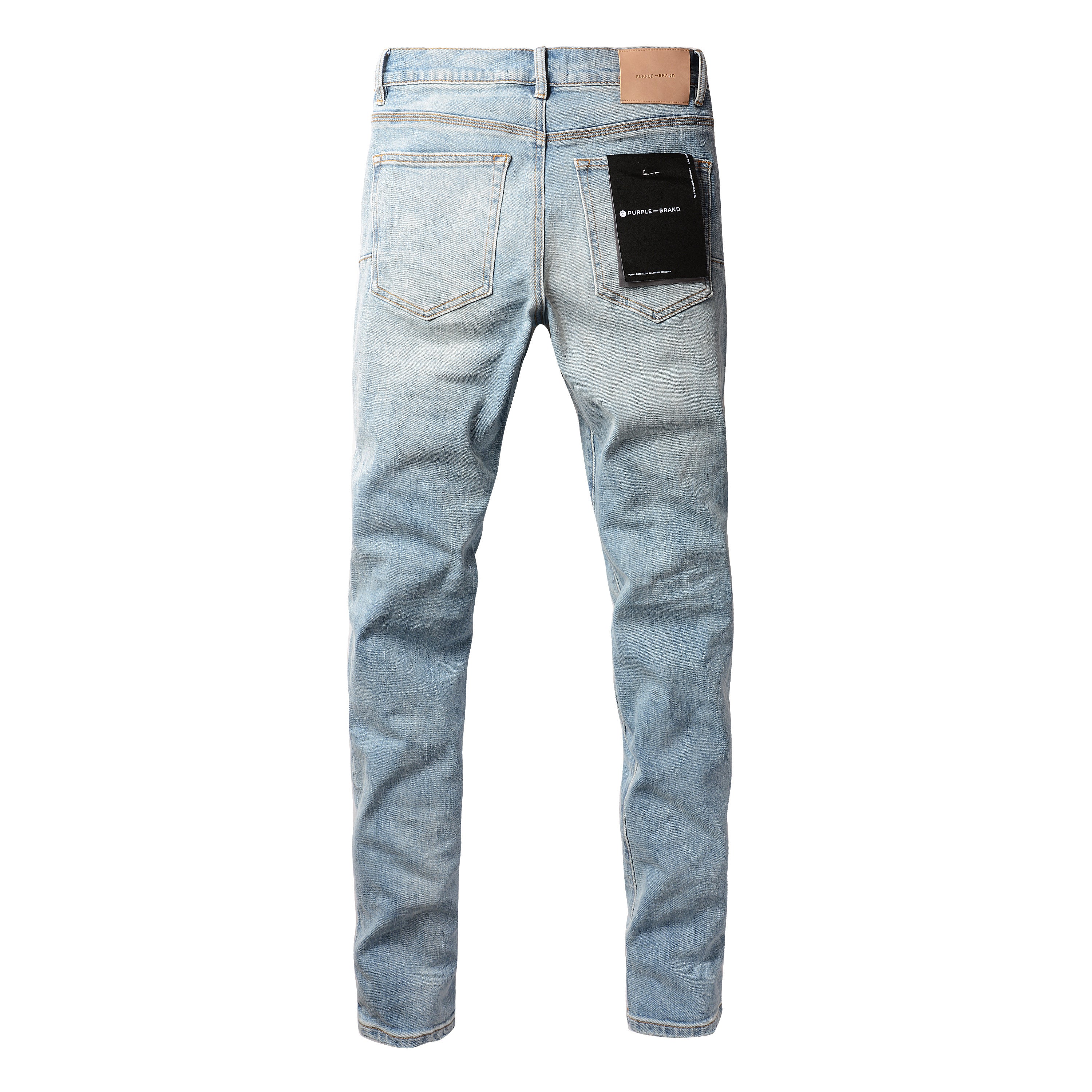 Men's Distressed Slim Fit Light Blue Skinny Jeans with Button Fly & Ripped Detailing