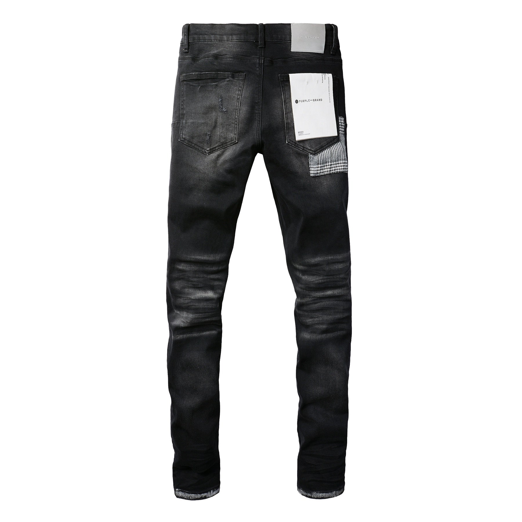 Men High Street Black Destroyed Holes Distressed Stretch Slim Fit Ripped Jeans
