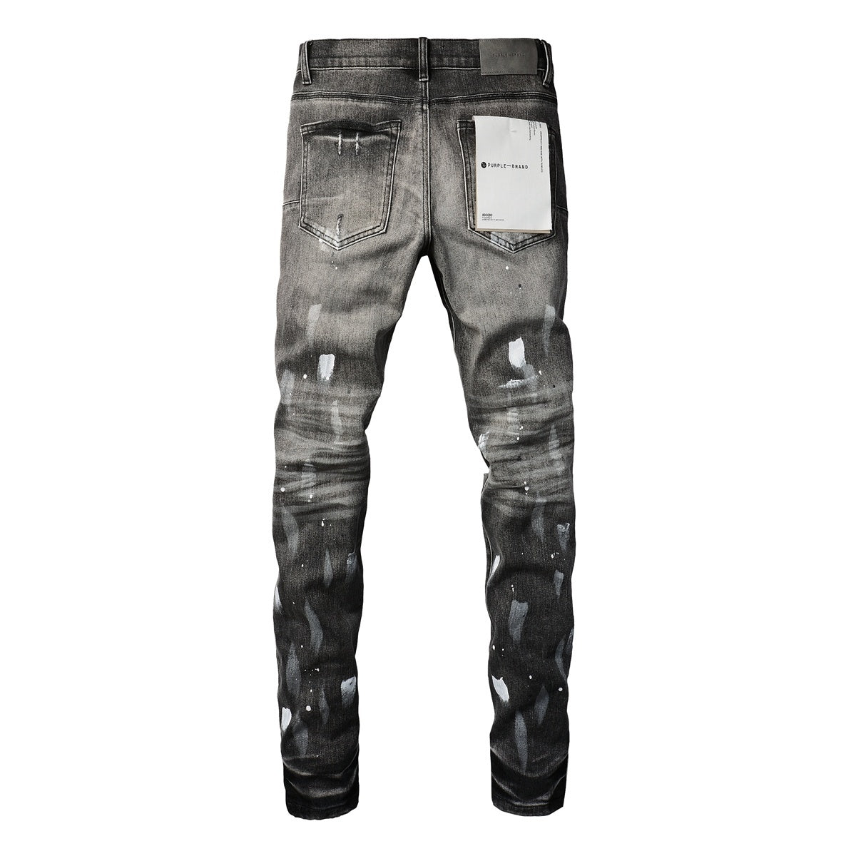 Men's High Street Distressed Gray Damaged Holes Spray Painted Stretch Slim Fit Ripped Jeans