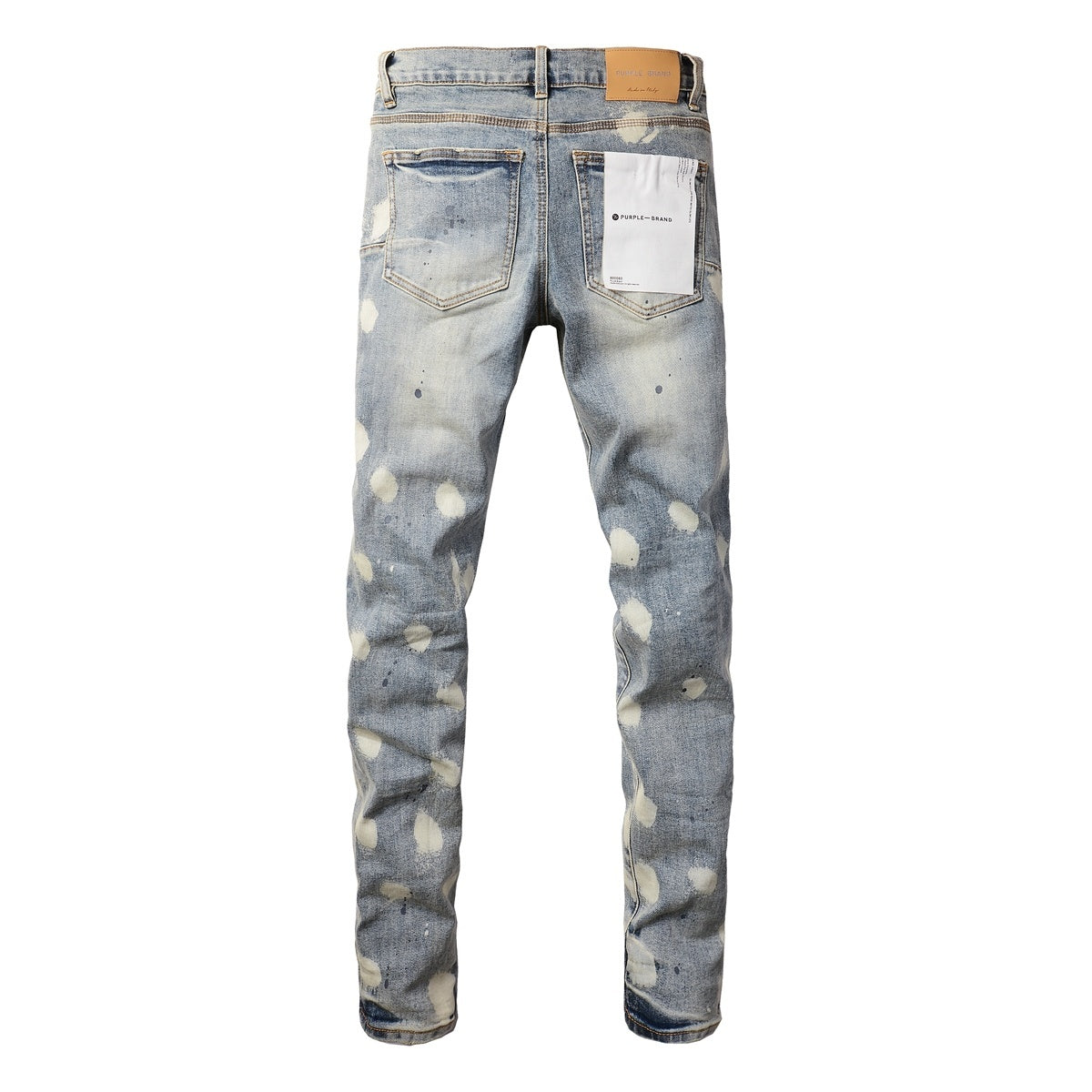 Men's Distressed Light Blue Graffiti Skinny Jeans with Ripped Holes & Button Fly