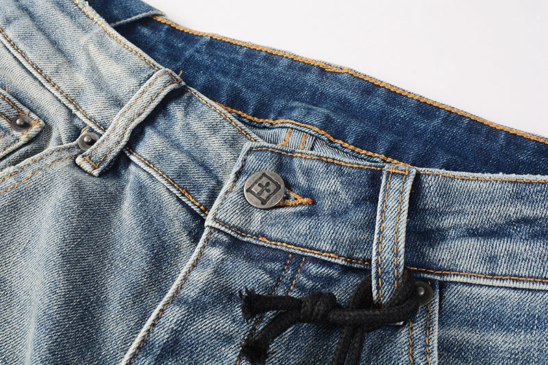 Men's Light Wash Ksubi-Inspired Graffiti Skinny Jeans - Slim Denim Pants