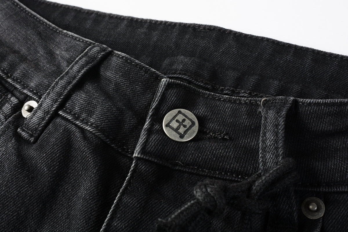 Men's Black Distressed Skinny Jeans - Ripped Stretch Denim Pants