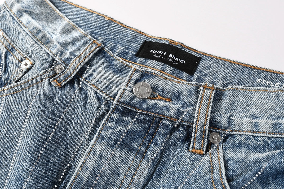 Men's Distressed Washed Blue Baggy Denim Shorts with Stretch Fit